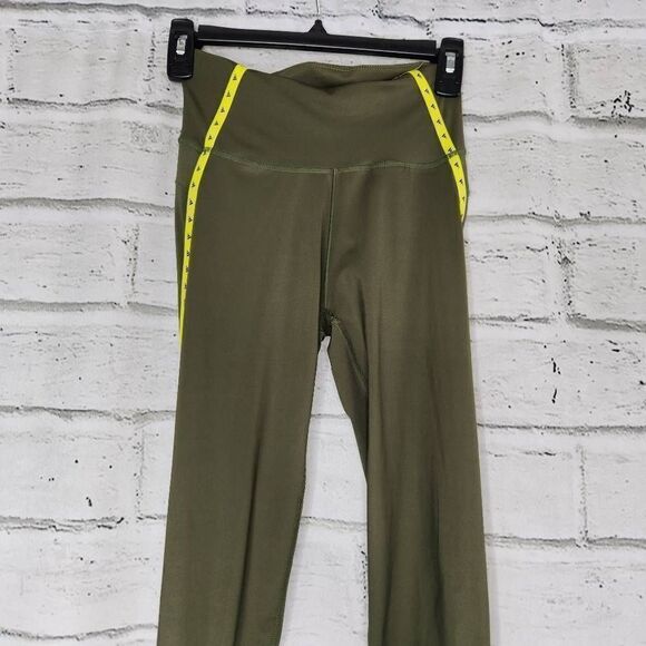 Adidas Primegreen Green Yellow Activewear Pants Womens Small Aeroready Training - Picture 2 of 8